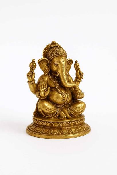 king's man Brass Ganesha Statue Elegant and Sacred Temple Decor | Decorative Idol Decorative Showpiece  -  5 cm