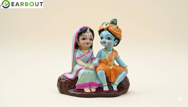 EEARBOUT Radha Krishna Sitting Statue Decorative Showpiece for Pooja & Home Décor23 Decorative Showpiece  -  4.5 cm