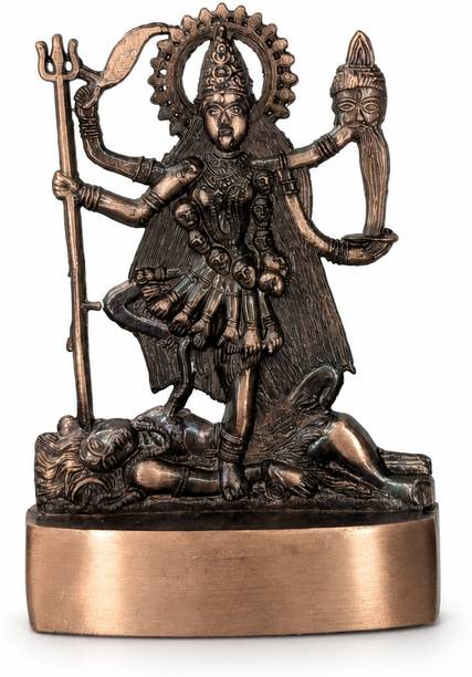 Aarubhi Mandiram Kali Maa Murti | Kali Mata Murti Idol with Shiv Ji / Lord Shiva Murti for Pooja Decorative Showpiece  -  11 cm