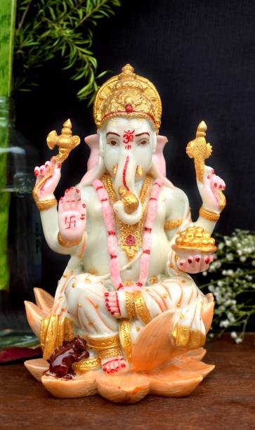 shri balaji crafts 7 Inchi Ganesh ji idol for home taple office Shop car decor Decorative Showpiece  -  15 cm