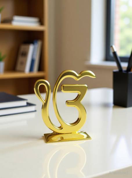 Adhvik Sikh/Punjabi Ek Onkar Idol for Gifting,Home & Office Table,Car Dashboard Decor Decorative Showpiece  -  6 cm