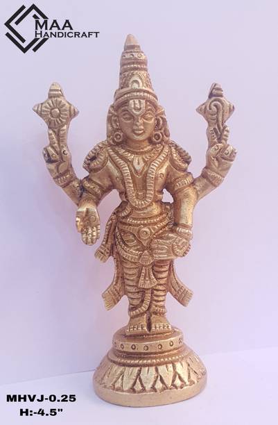 MAA HANDICRAFT Brass Tripati Balaji Small Size 250 gms Decorative Showpiece  -  11 cm