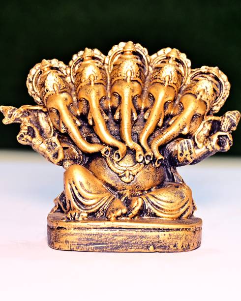 Aradhya divine Panchmukhi Ganesha Idol, Decorative Ganpati Murti for Home Decor Decorative Showpiece  -  12 cm