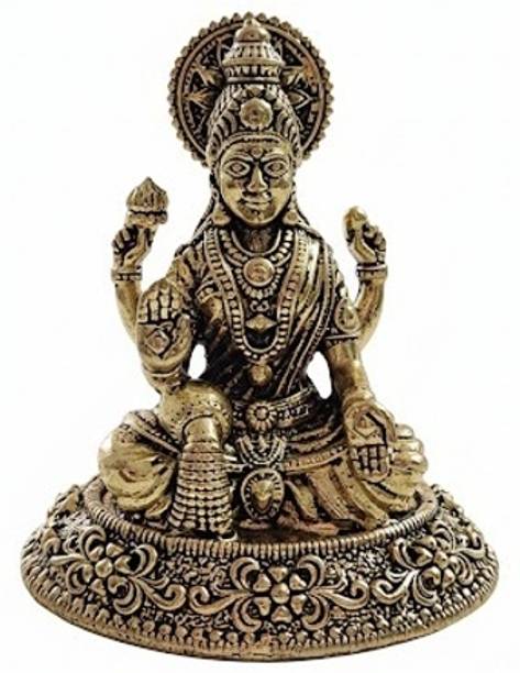 kingsman The Spiritual Living Pure Brass Lakshmi Devi Idol | Laxmi MATA Murti | Decorative Showpiece  -  4 cm