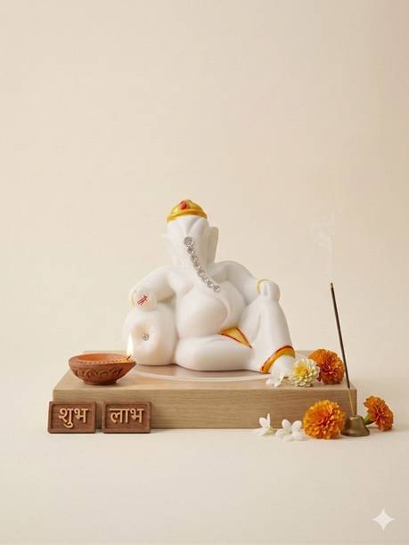 Murtiva decor God Ganesha Idol, Ganpati Statue, Car Dashboard, Home & Pooja Decor Decorative Showpiece  -  6.5 cm