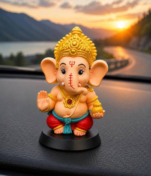 Tendyzonal Ganesha Car Dashboard Decorative Figurine Decorative Showpiece  -  11 cm