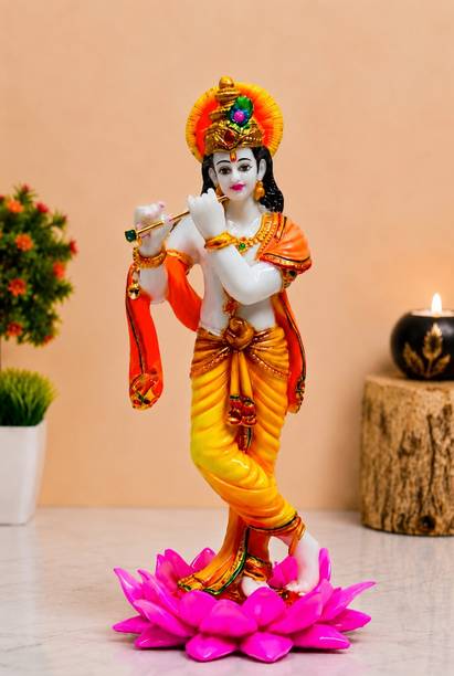 ASHA ART AshaArt Lord Kamal Krishna Resin Statue/Idol for Puja Temple Decorative Showpiece  -  10 cm