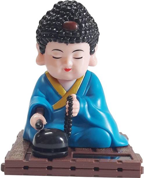 TOPLUCK Decorative Solar-Powered Dancing Buddha Statue | Cute Meditation Buddha Decorative Showpiece  -  7 cm