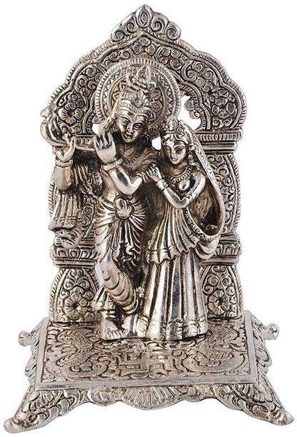 INTERNATIONAL GIFT Silver Plated Radha krishna Idol Murti With Box & Bag | For Pooja, Mandir Decorative Showpiece  -  22 cm