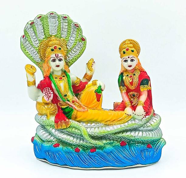 ATUT Vishnu Laxmi idol, murti for Home Temple in Medium size, Decorative Showpiece  -  19 cm