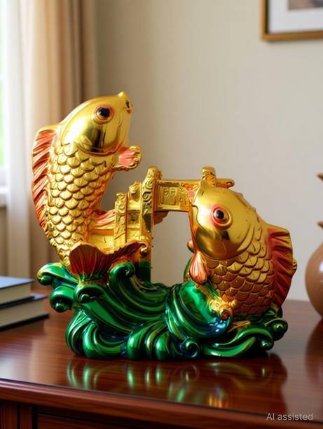 Deepali Enterprises Vastu Feng Shui 3inch Colorful Fish For Good Luck And Prosperity Or Double Fish Decorative Showpiece  -  9 cm