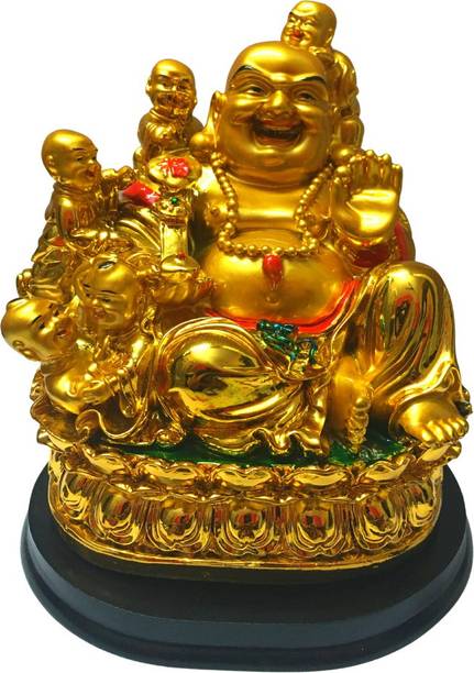 Ripe India Porcelain Feng Shui Laughing Buddha Health Wealth and Happiness Decorative Showpiece  -  18 cm