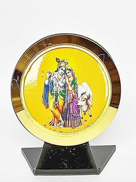 Ganesh Enterprises GANESH ENTERPRISES radha krishna ji Car Dashboard golden god Idol Decorative Showpiece  -  5 cm