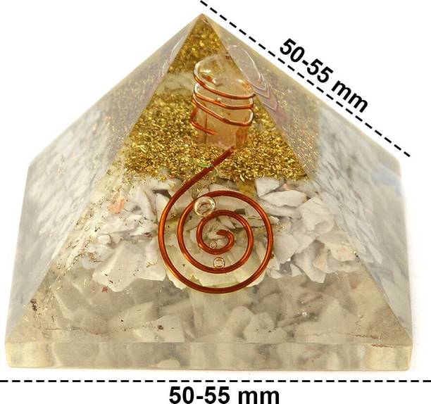REIKI CRYSTAL PRODUCTS Howlite Pyramid Orgone Pyramid Natural Crystal Pyramid 50-60 mm EMF Protection Orgonite Pyramid Reiki Healing Stone Pyramid For Vastu Correction And Increase Energy Decorative Showpiece  -  6 cm
