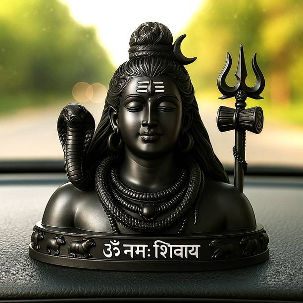 shyam lalla handicraft Adiyogi Shiva Idol for Car Dashboard | Home Temple Shiv Ji Murti with Nandi Decorative Showpiece  -  9 cm