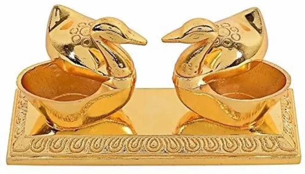 EliteTouch Golden Metal Kumkum Holder/ Kumkum Box for Gifting, Pooja, Thali, Mandir Decorative Showpiece  -  4 cm