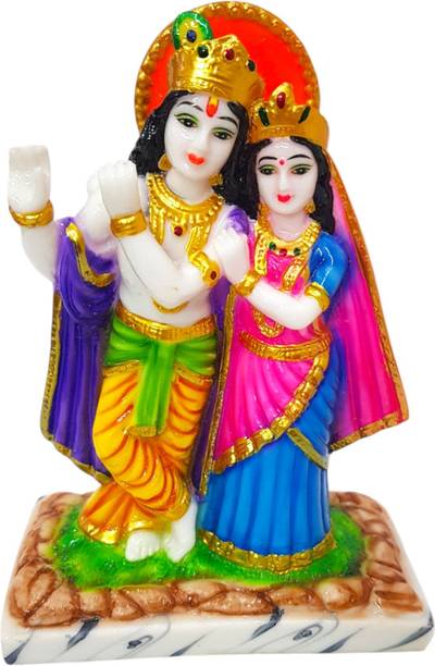 BHAKTIKART Radha Krishan Idol Statue Hindu God Figurine For Pooja Temple Decorative Showpiece  -  16.5 cm