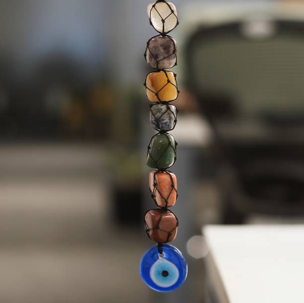 Japam 7 Chakra Evil Eye Hanging Charm for Car Dashboard, Home & Office Décor Decorative Showpiece  -  25 cm