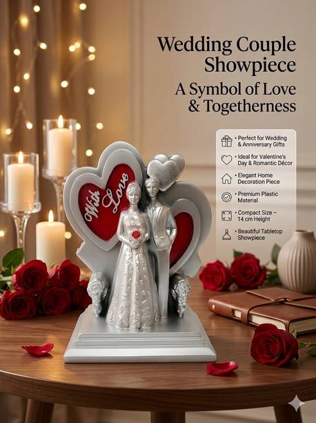 VELOSA Romantic Wedding Couple Figurine for Home Decor & Gifting Decorative Showpiece  -  14 cm