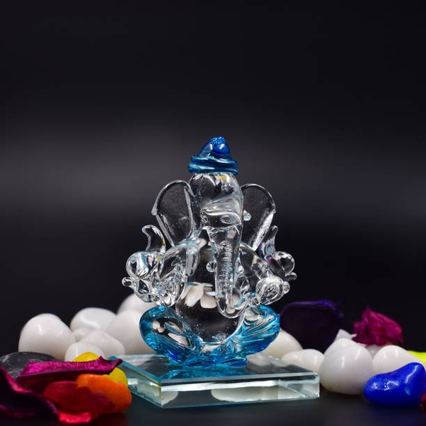 OURVIC Both Side Face Blessing Ganesha Idol For Car Dashboard Gift Table and Home Decor Decorative Showpiece  -  8 cm