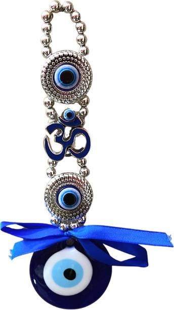 Ripe India OM Evil Eye Hanging for Home & Car for Good Luck & Prosperity Decorative Showpiece  -  21 cm