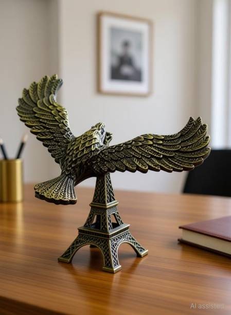 APEROL DESIGN Self Balancing Eagle Eiffel Tower Decor Toy - Antique Gold Table top Statue Decorative Showpiece - 10 cm
