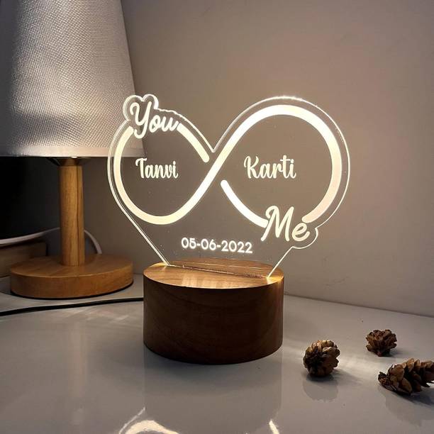 MintolaPly Infinity Anniversary Gift for Couple Wedding Gift Lamp With Light Love (Wooden) Table Lamp