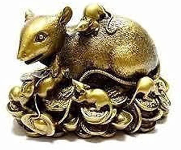PPJ FENGSHUI VASTU - MONGOOSE MOUSE IDOL ON COINS FOR WEALTH GOOD LUCK FORTUNE ,WEALTH, HEALTH AND PROSPERITYLOVE AMONG WEALTH GIFT ITEM (PACK OF1) 3 inch X 2.5 inch x 2 inch Decorative Showpiece  -  6 cm