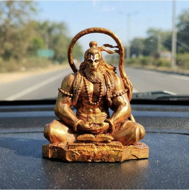 Kamat Handicrafts Protective Hanuman Warrior Car Dashboard Idol Hanuman Murti 9cm Spiritiul Decorative Showpiece  -  9 cm