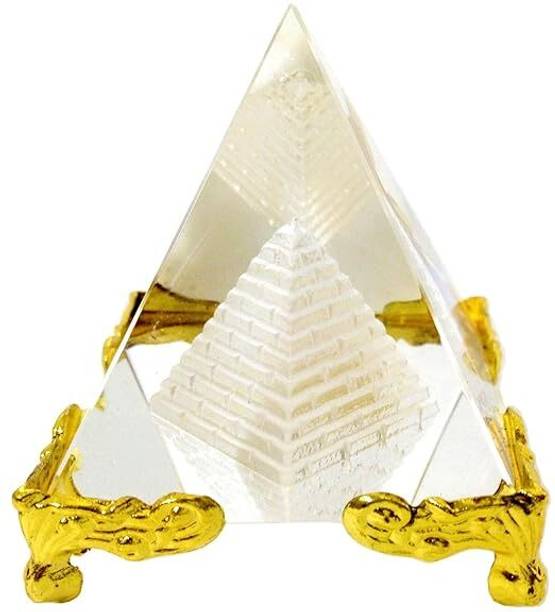 Feng Shuai Crystal Glass Pyramid for Positive Energy, Success Good Luck and Prosperity Decorative Showpiece  -  5 cm