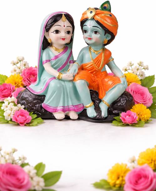 Decoriva Radha Krishna Idol for Home Decor | Resin Radha Krishna Statue डेकोरेटिव शोपीस  -  10 cm