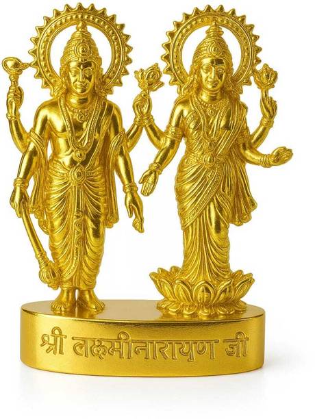 Divya Setu Gold Plated Lakshmi Narayan Idol for Puja | Lord Vishnu & Goddess Lakshmi डेकोरेटिव शोपीस  -  12 cm