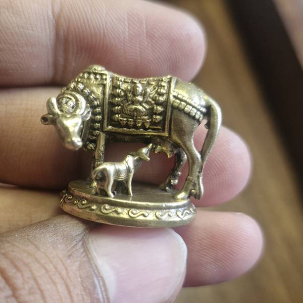 Charmonara Kamdhenu Brass Miniature Idol Decorative Showpiece  -  2 cm