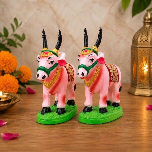shubhdarpan Premium Decorative Cow Showpiece Pack of 2 | 15 x 15 cm Decorative Showpiece  -  12 cm