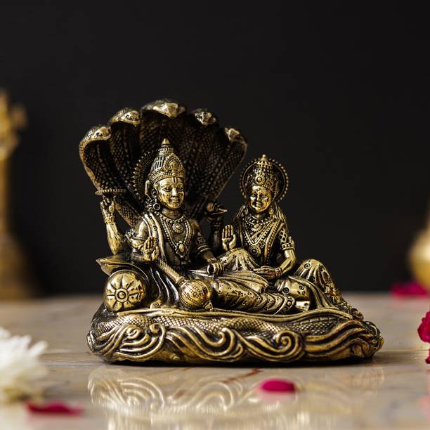 shyam antique creation 4" Lakshmi Vishnu Ji Sitting On Sheshnag Murti Laxmi Vishnu Resting Idol Statue Decorative Showpiece  -  10.16 cm