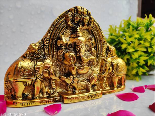 inDecor Metal Double Elephant Wall Hanging Ganesh Idol for Home & Office Decor, Gift Decorative Showpiece  -  10.5 cm