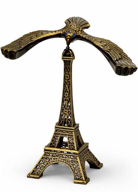 Suryaksh store Eagle with Eiffel Tower Metal Showpiece, Vintage Golden Finish Decorative Statue Decorative Showpiece  -  10 cm