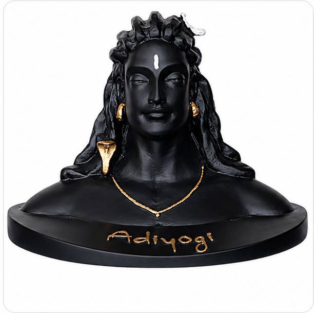 PRANU Adiyogi Lord Shiva Polyresin Bust Statue Decorative Showpiece  -  11.4 cm