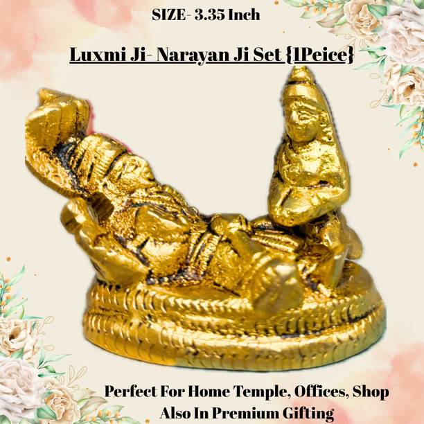 Milan Magic MilanMagic| Vishnu-Lakshmi Ji Brass Murti Set Decorative Showpiece  -  8 cm