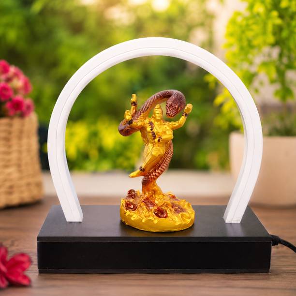 GoldnShiva Lord Shiva Idol LED Lamp with Arch Light - Gold & Black Decorative Spiritual Decorative Showpiece  -  20 cm
