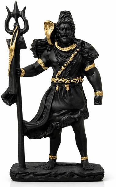 Divaura Lord Shiva Rudram Black Resin Idol Statue for Home Decor & Dashboard Decorative Showpiece  -  11 cm