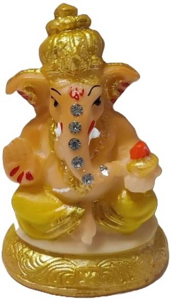 ZOPHORUS Gaddi ganesha Lord Ganesha for Gift Ganesha for car Dashboard Ganpati Vinayaka Decorative Showpiece  -  7 cm