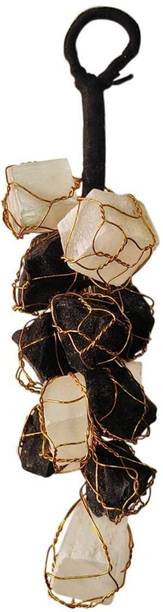 Sacred Sutra Black Tourmaline & Selenite Rough Chunks for Home Decor Vastu Decorative Showpiece  -  12 cm