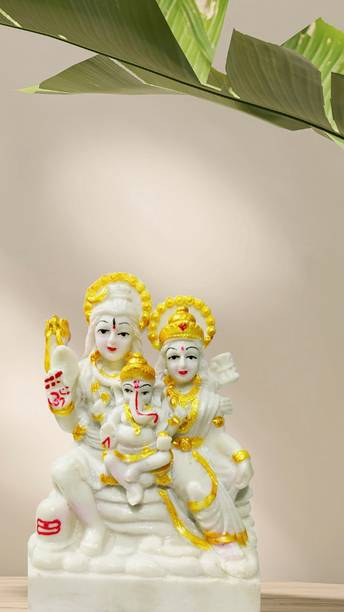 SAIM God Idol Shiv Parivar/Shiv parivar murti, Shiv parivar Marble/Shiva Parvati Decorative Showpiece  -  13 cm
