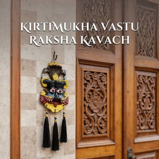 VAMA Nazar Battu for Home Entrance - Hand Painted | Kirti Mukh for Door | Evil Eye Decorative Showpiece  -  25 cm