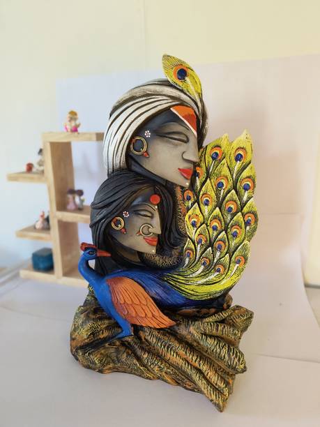 Rakhumai Arts And Crafts Radha Krishna With Peacock Decorative Showpiece  -  48 cm