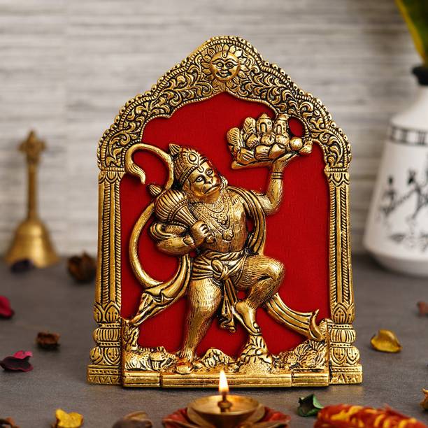 JaipurCrafts Premium Lord Hanuman Ji idol Metal Wall Hanging for Home and Office Decor Decorative Showpiece  -  22 cm