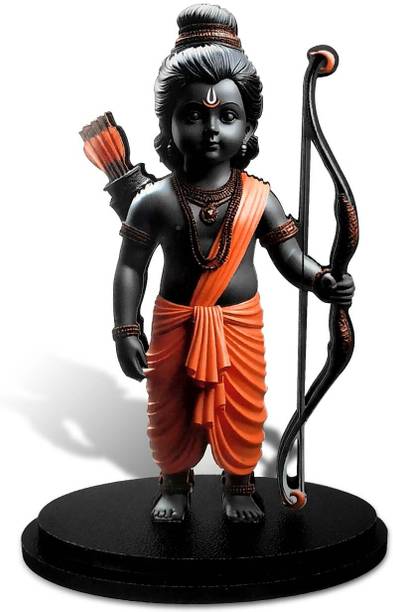 Pundriksh Ram Lalla 2d Idol Ayodhya Mdf Wooden Murti Statue God Stand For car Dashboard Decorative Showpiece  -  10 cm