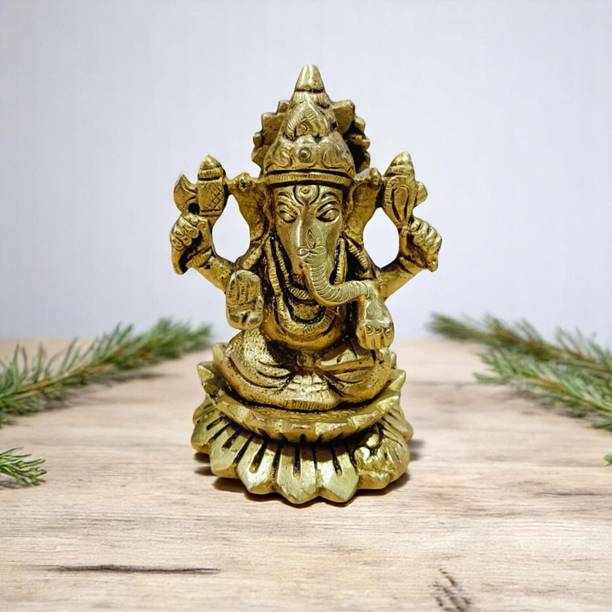 SJL God Ganesha Ganpati Idol Sculpture Statue Murti Decorative Showpiece  -  8 cm