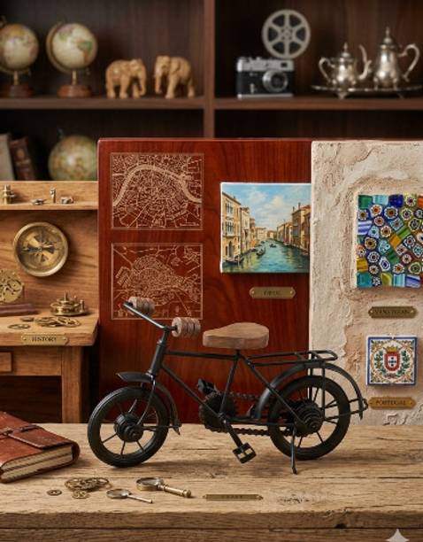 kydonest Decorative Vintage Metal and Wood Miniature Bicycle Showpiece for Home Decor Decorative Showpiece  -  20 cm